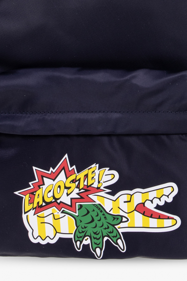 Lacoste Kakif rgad sweatshirt i collegestil med texturerad logga